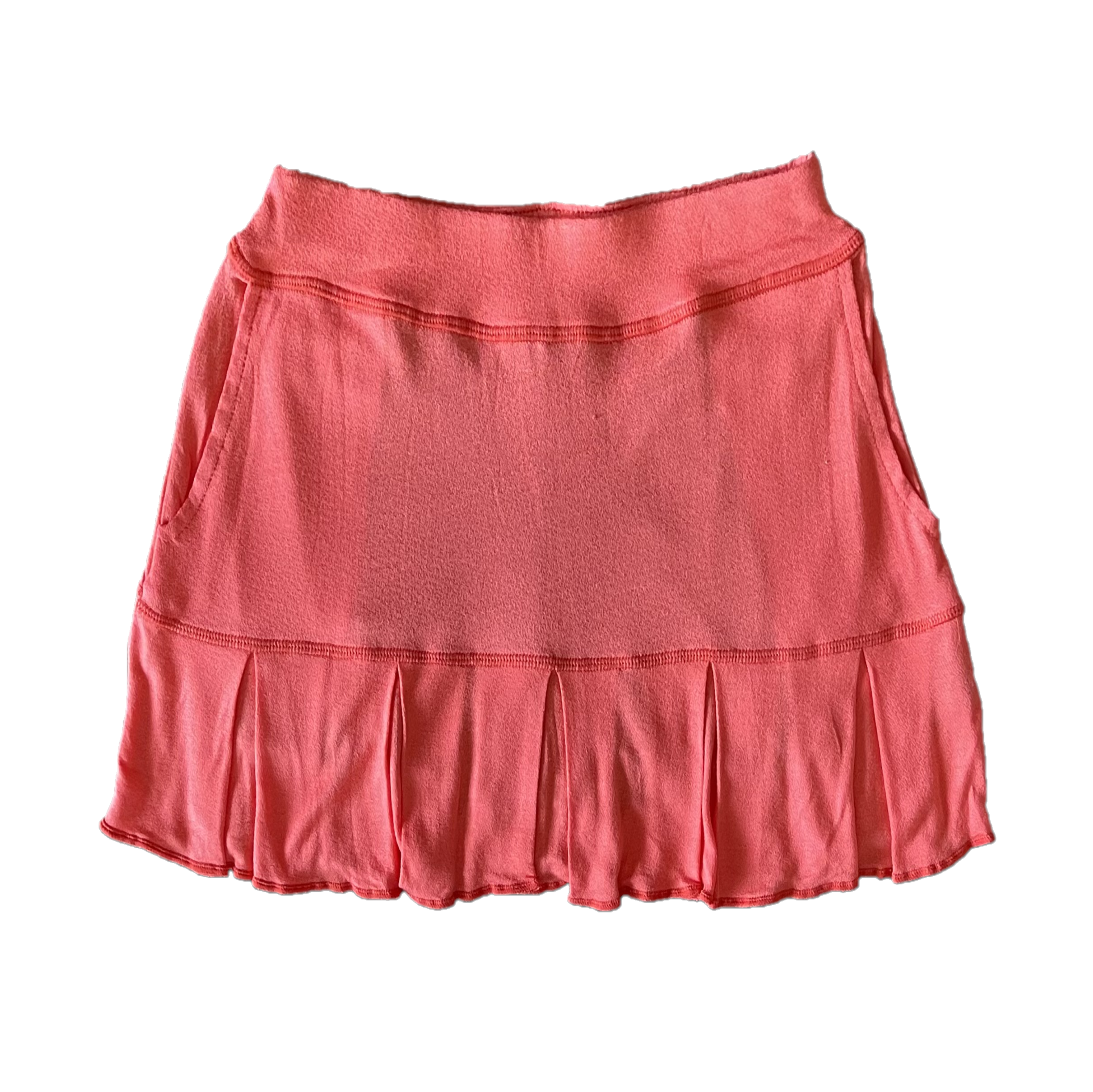 LS-064A || Skirt Ultra Soft Feel Tangerine with All Around Swing Pleats and 2 Rear Pockets