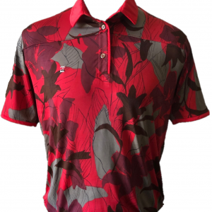 MT-026 || Men Top Red with Cream / Brown Leaf Motif