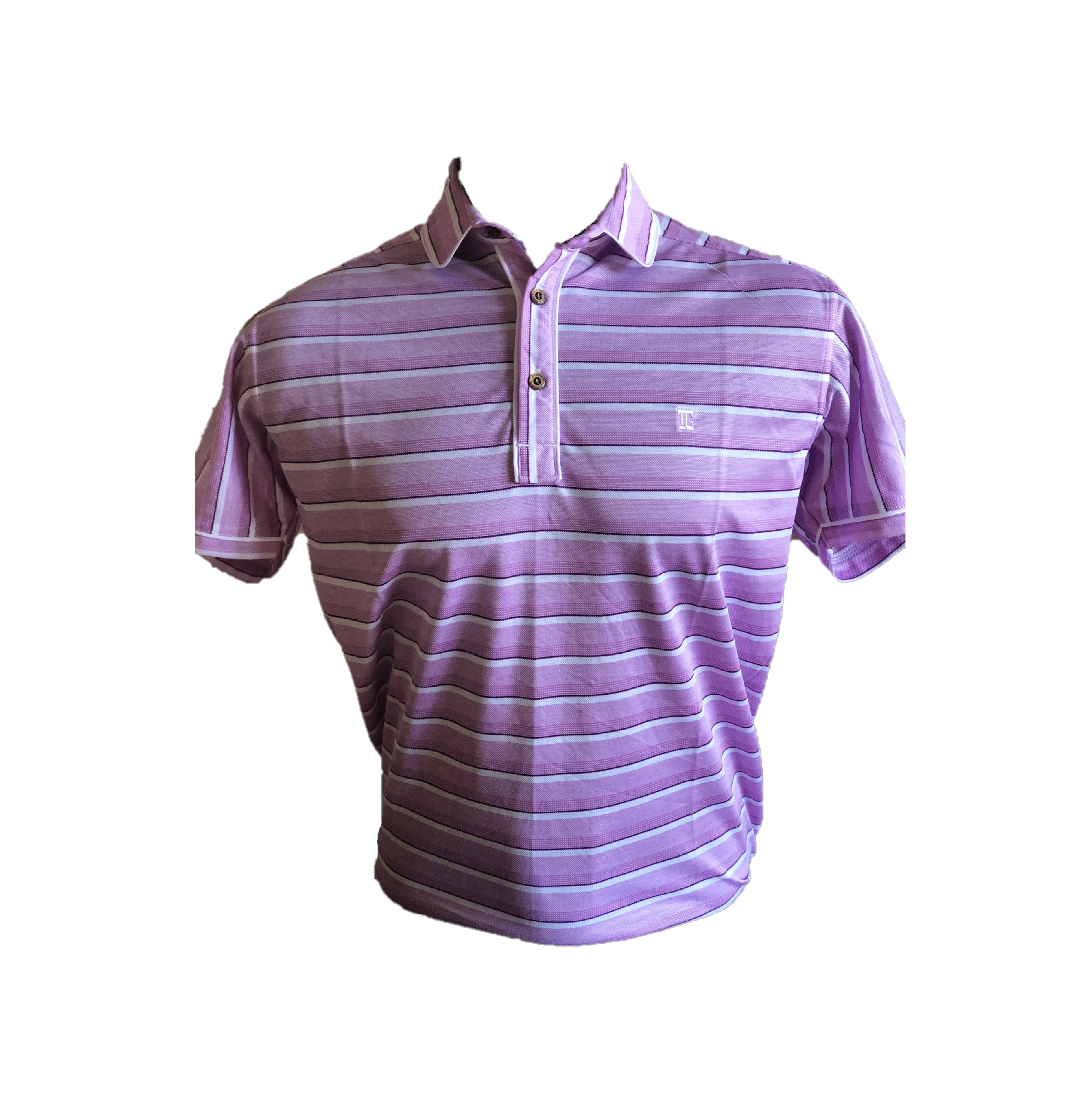 MT-028D || Men Top Bright Purple / White Horizontal  Stripe Combination