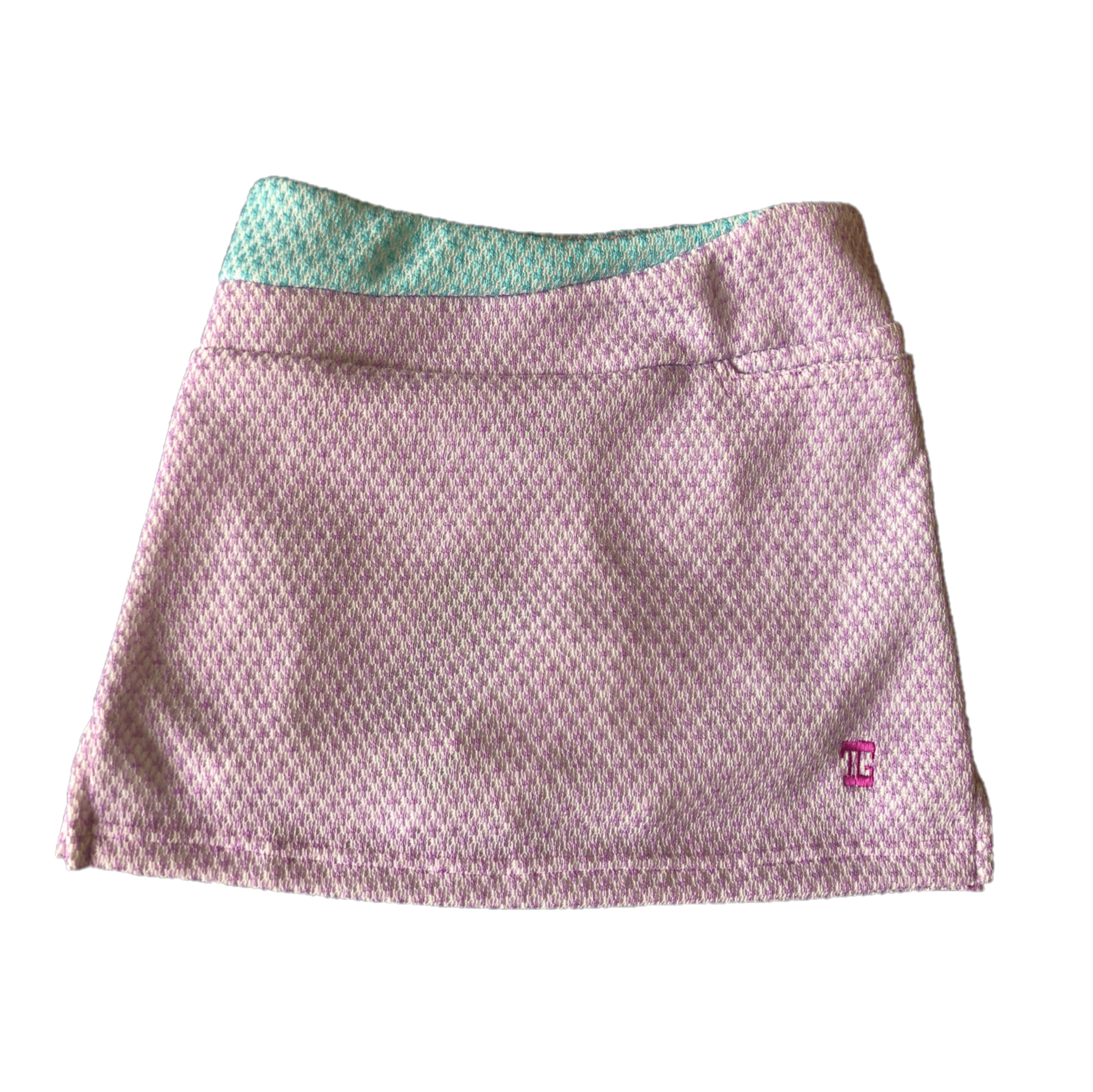 LS-062C || Skirt  Light Purple Houndstooth Motif with  Pale Blue Star Textured Fabric  1/2 Waist Band and  One Front and 2 Rear Pockets