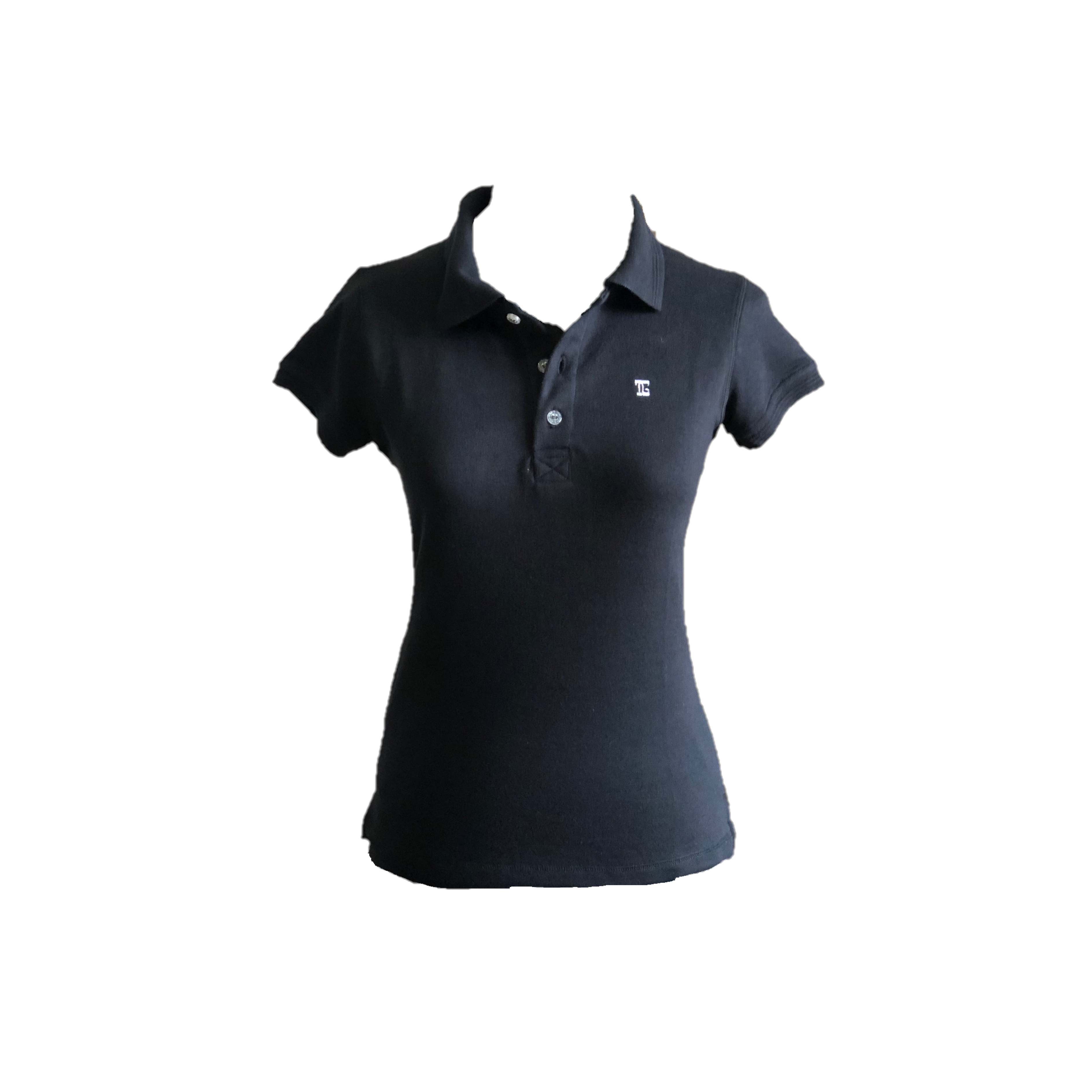 LT-105A || Ladies Top Black Short Sleeve  Textured Cloth One Concealed Side Seam Pocket Featured Overlocked Shoulder V Saddle
