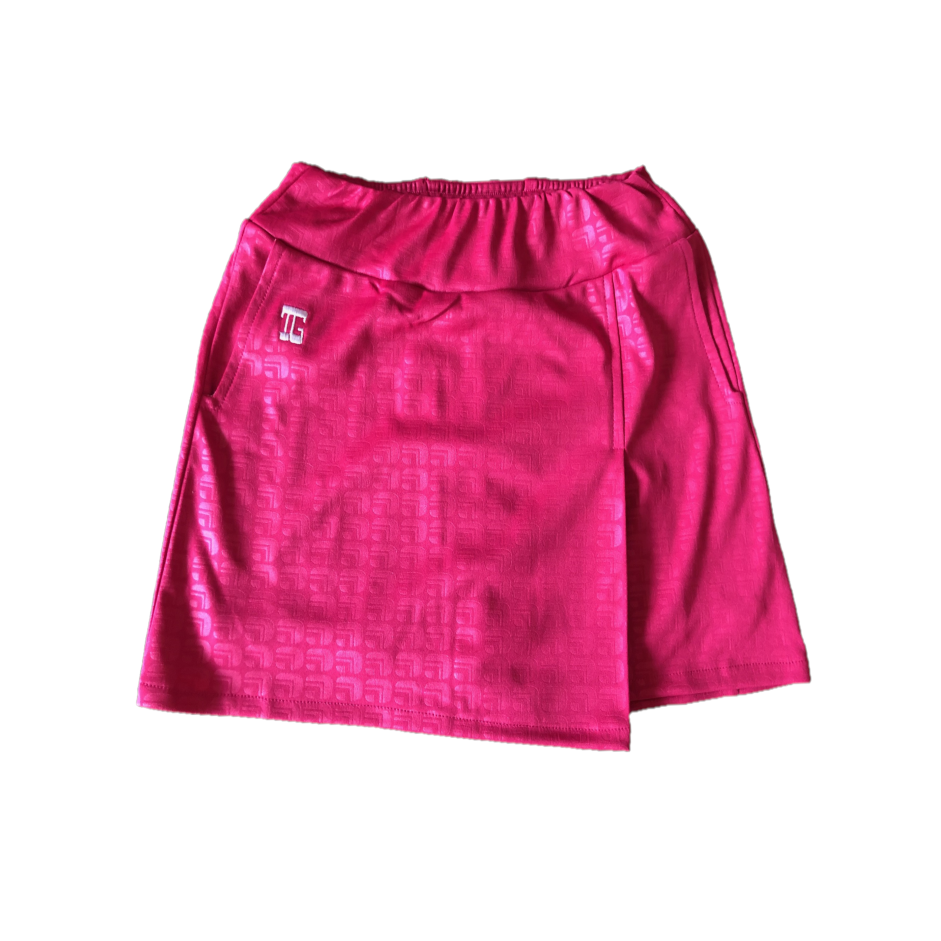 LS-066A || Skirt Dark Pink With Silvery Pink Faux Embossed Motif Rear Pocket
