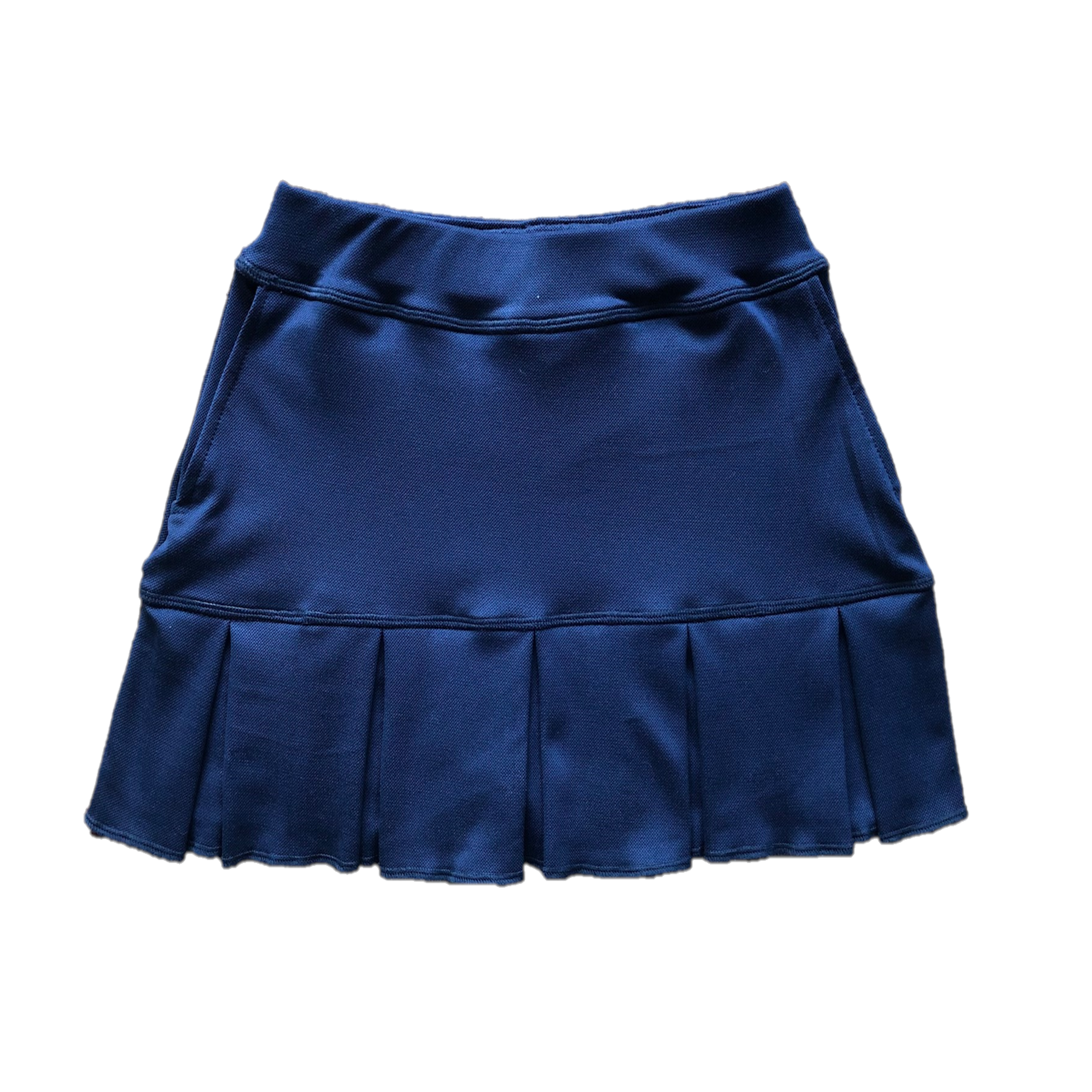 LS-064D || Skirt Navy Blue with White Trim 2 Rear Pockets and Pleated Hem
