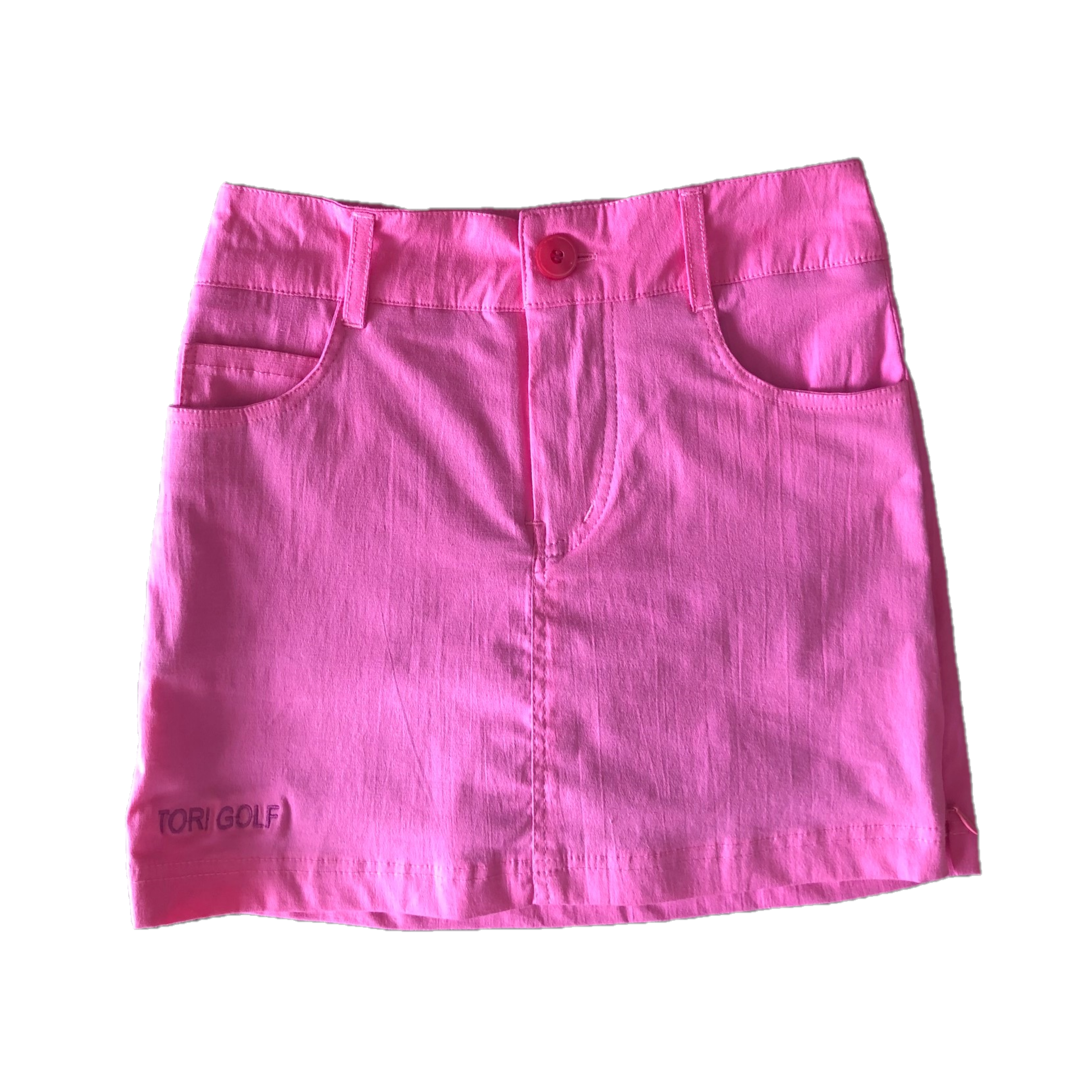 LS – 021C || Skirt Pale Bright Pink With 2 Round Front Pockets 2 Rear Patch Front Zipper And 2 Zipped Side Vents.
