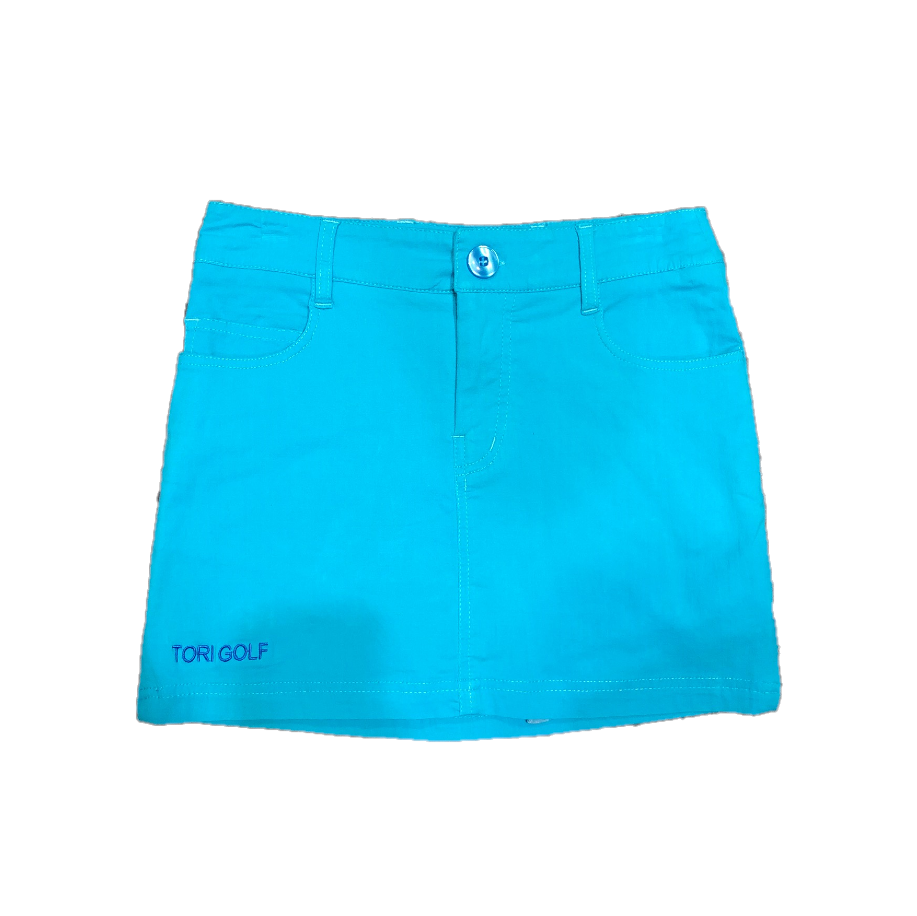 LS-021F || Skirt Turquoise With 2 Round Pocket, 2 Rear Patch Pockets Round Zipper And 2 Zipped Side Vents.