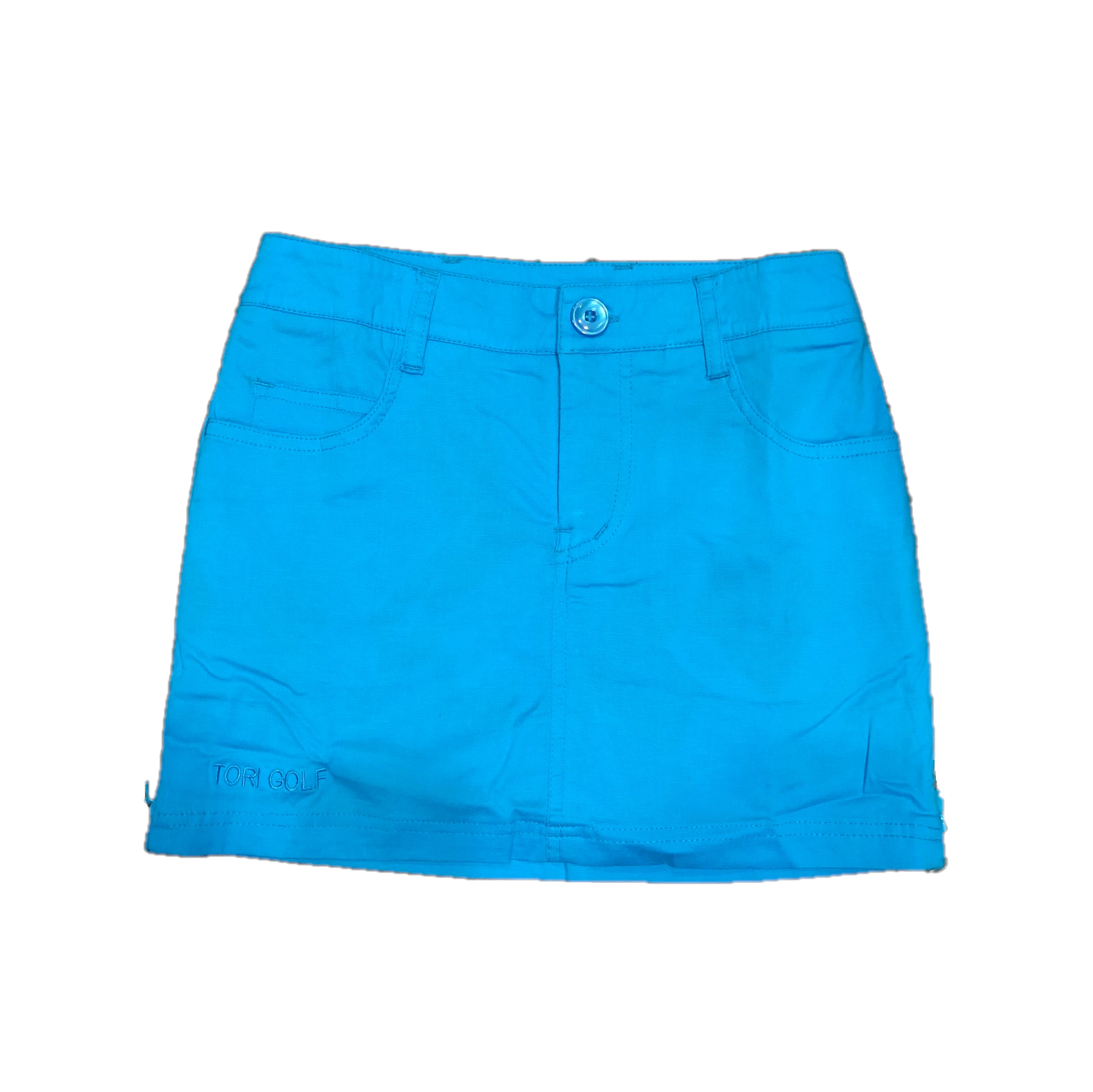 LS-021G || Skirt Bright Blue With 2 Round Pocket, 2 Rear Patch Pockets Round Zipper And 2 Zipped Side Vents.