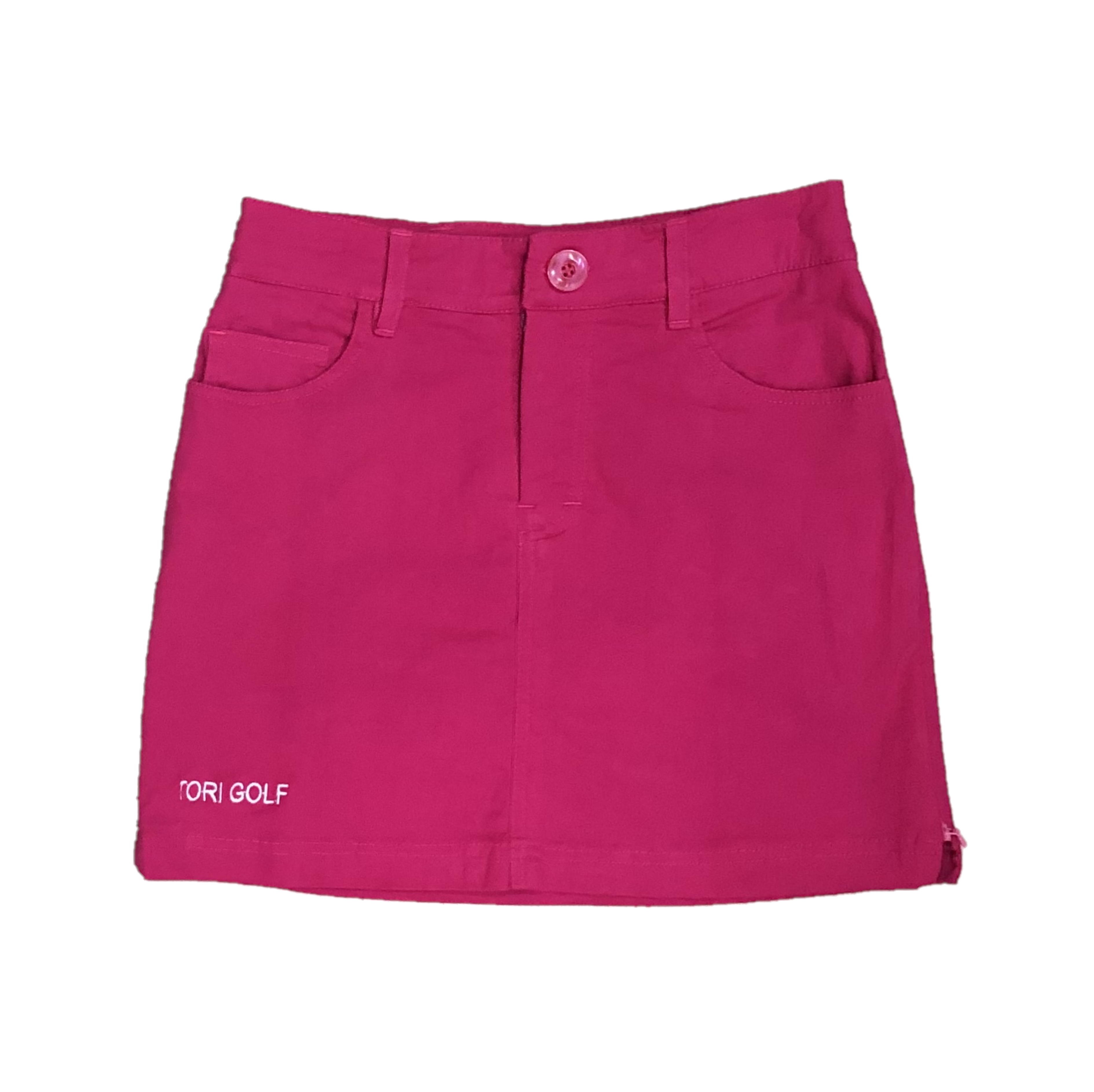 LS-021K || Skirt Dark Pink with 2 Round Front Pockets,2 Rear Patch Pockets Front Zipper and 2 Zipped Side Vents
