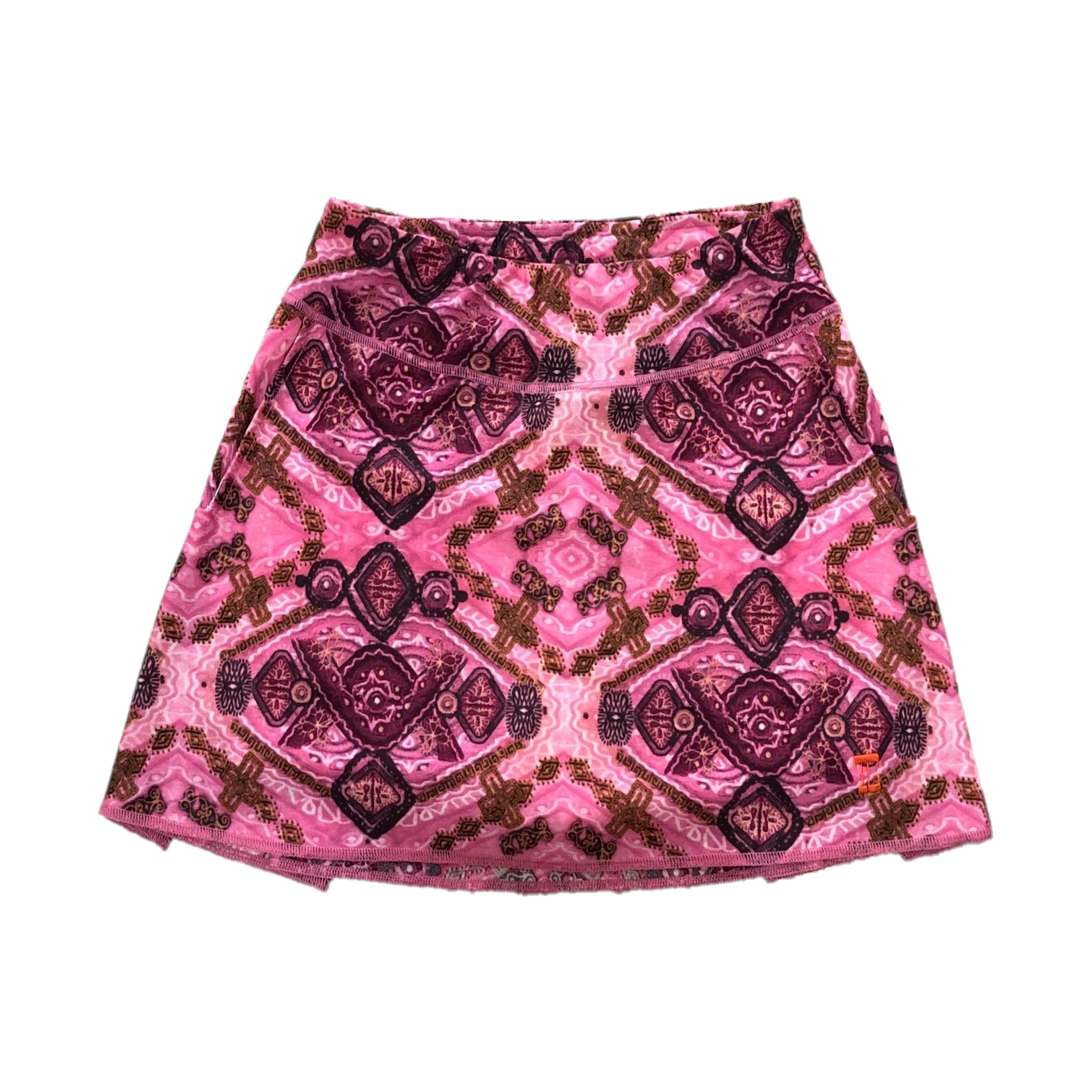 LS-037A || Ladies Skirt Pale Fawn Pink with Dark Brown Motif.