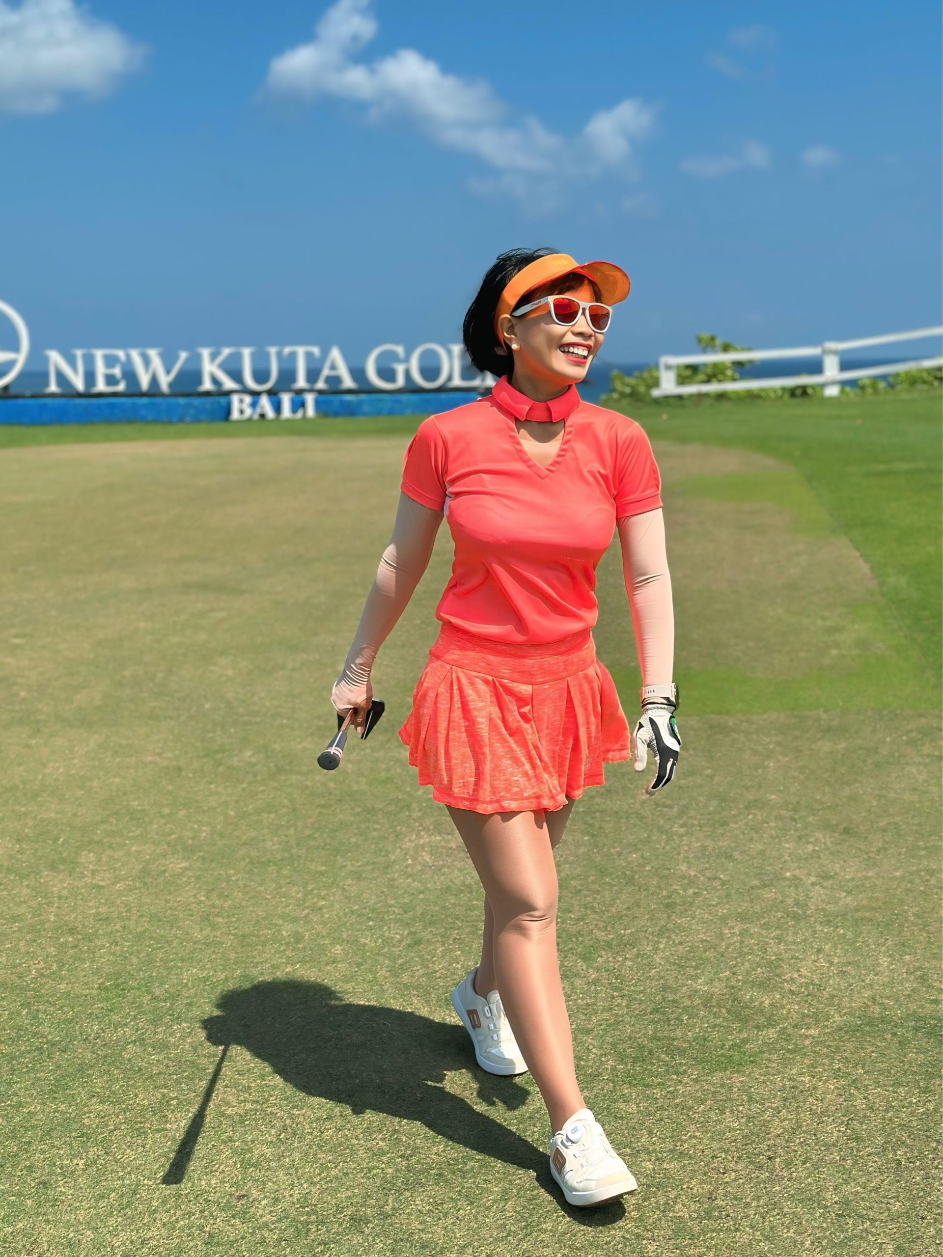 LT-137 || Ladies Top Short Sleeve Red Salmon & White Underarm with Holes Under The Collar and On The Side of The Sleeves - Image 2