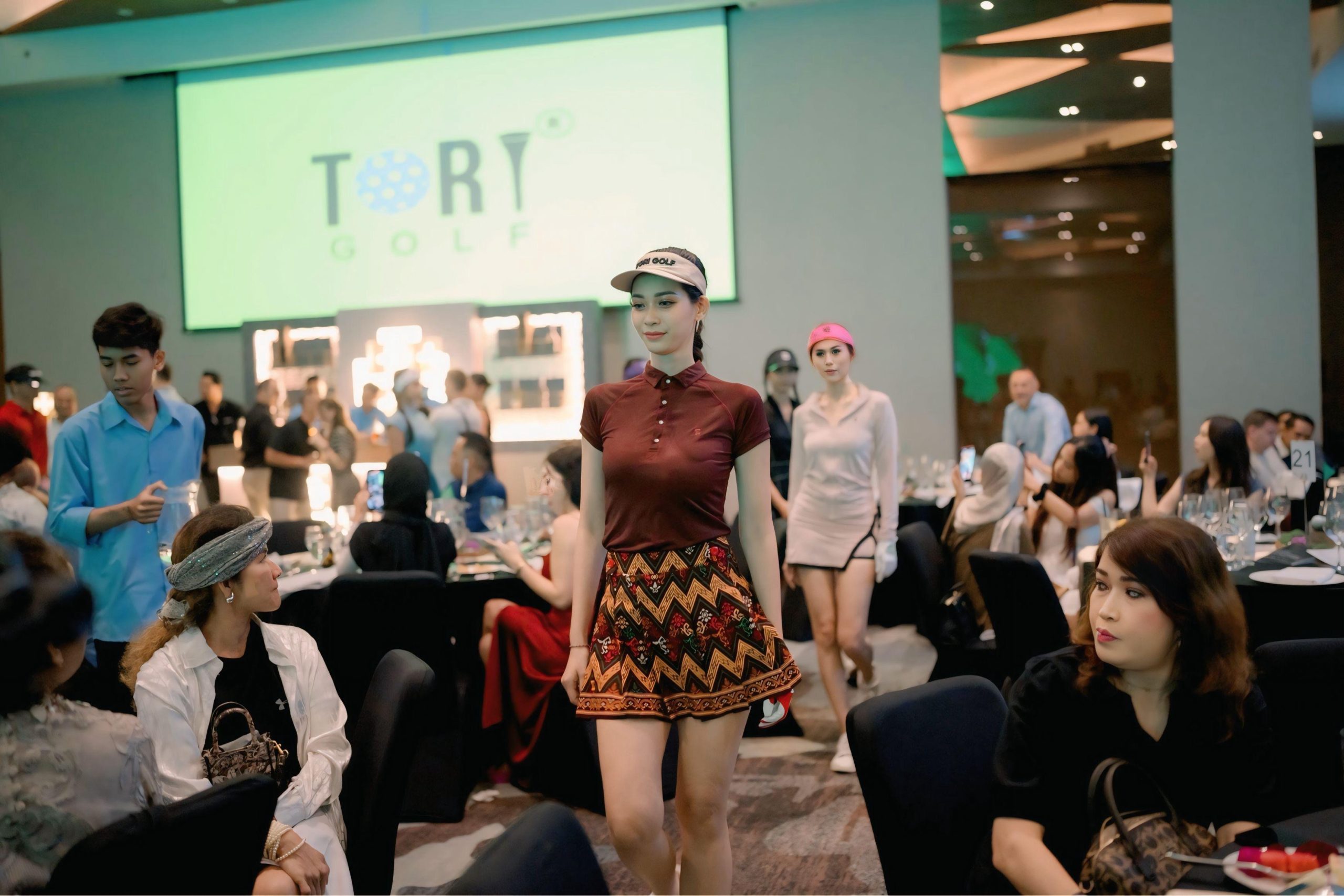 LS-083G || Skirt Brown, Red, Yellow and White Modern Indonesian Batik (Dominant Orange W Motif) Side Button Waist Fastening Large Knife Pleated - Image 3