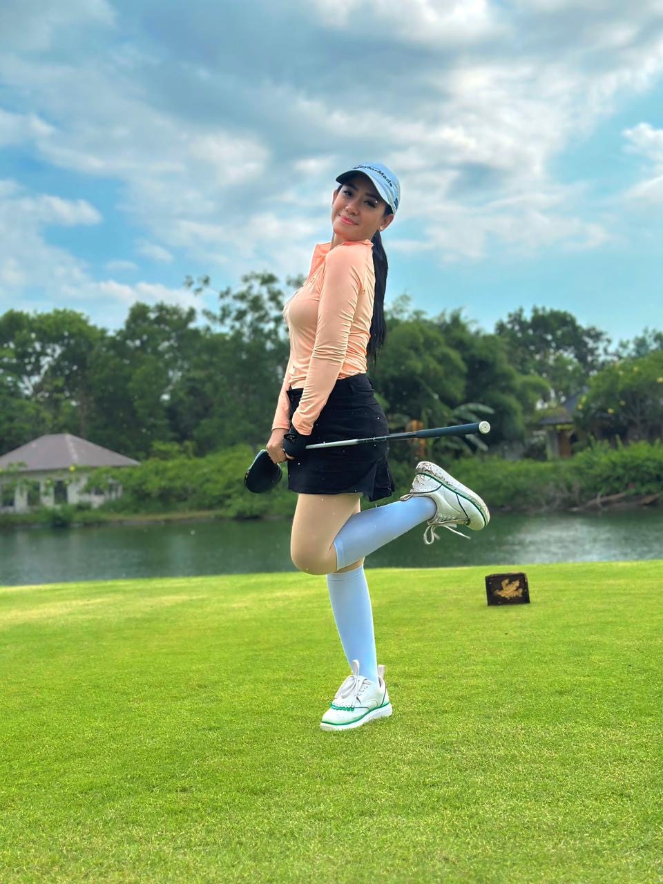 LT-099B || Ladies Top Long Sleeve Light Orange with Fine Orange and White Stripes Motif Pin Striped Neck Trim and Underarm Panels Mock Turtle Zipper Neck - Image 2