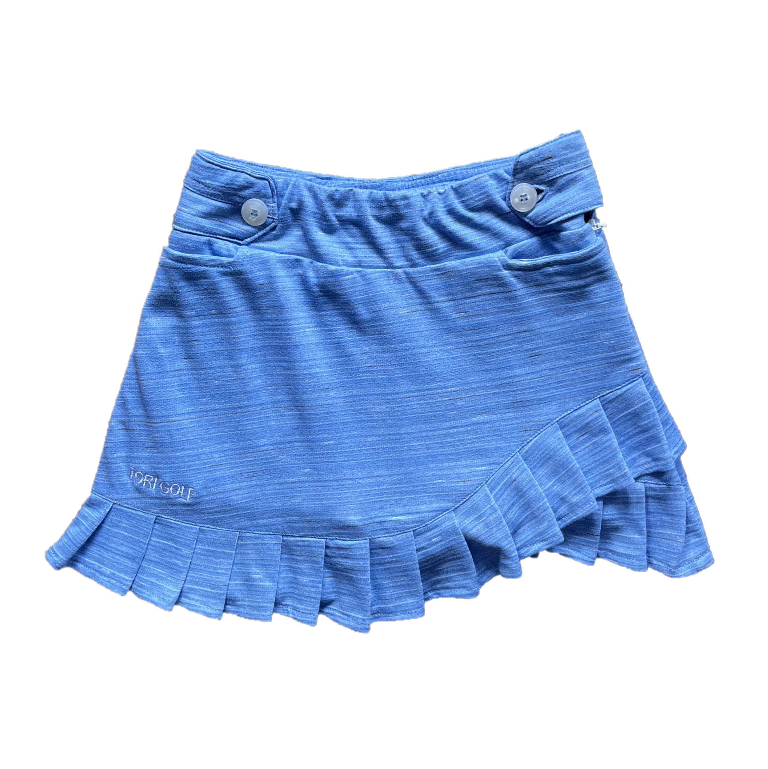 LS-079A || Skirt Blue with Contoured Pleated with Short Hem Pleats Two Side Button Waist Fastening with Zip Two Side and One Rear Pockets