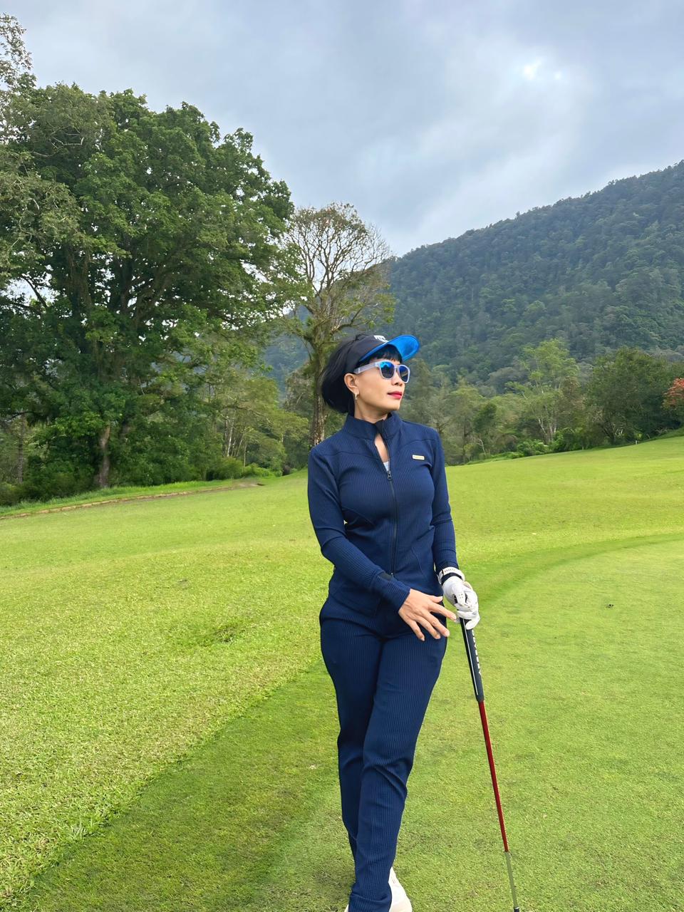LGS-024 || Golf Set- Navy Color Long Sleeve Shirt, Mock Neck with Black Zipper, Cotton Polyester Fabric and Straight Trousers, Slim Fit with Drawstring at the Waist - Image 5
